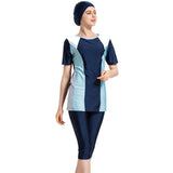 Burkini Muslim Swimwear Color Matching Short Sleeve Shorts Three-Piece Summer Beachwear Women