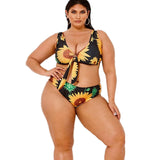 Women Plus Size Swimwear Bikinis Sexy Print Split Swimsuit for Women