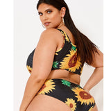 Women Plus Size Swimwear Bikinis Sexy Print Split Swimsuit for Women