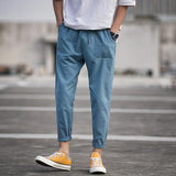 Linen Pants Straight Leg Pants Drawstring Lightweight Elastic Beach Pants Large Size Casual Pants Men's Loose