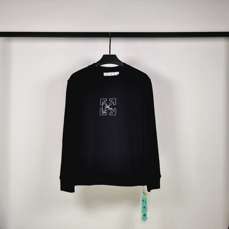 Off White Sweatshirts Long Sleeve round Neck Sweater Winter Ow Log Worker D Three-Dimensional Effect