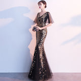 Sequin Evening Dress Golden Evening Dress Slim Fishtail Dress