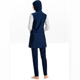 Burkini Muslim Swimwear Plus Size Conservative Swimsuit Color Matching Three-Piece Suit
