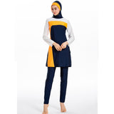 Burkini Muslim Swimwear Plus Size Color Matching Three-Piece Set Conservative Beachwear Women