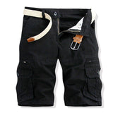 Tactics Style Men Short Men's Cotton Men's Fifth Pants Loose plus Size Solid Color Multi-Pocket Cargo Pants