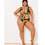Women Plus Size Swimwear Bikinis Sexy Print Split Swimsuit for Women