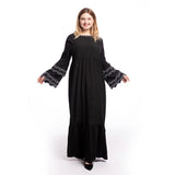 Muslim Women Stylish Kashibo Abaya Muslim Ladies Long Gown Islamic Clothing Jilbab Jalabiya Fashion Long Sleeve Embroidered Slim Dress