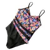 Women Plus Size Swimming One-Pieces Swimsuit Printed Stitching Bikini