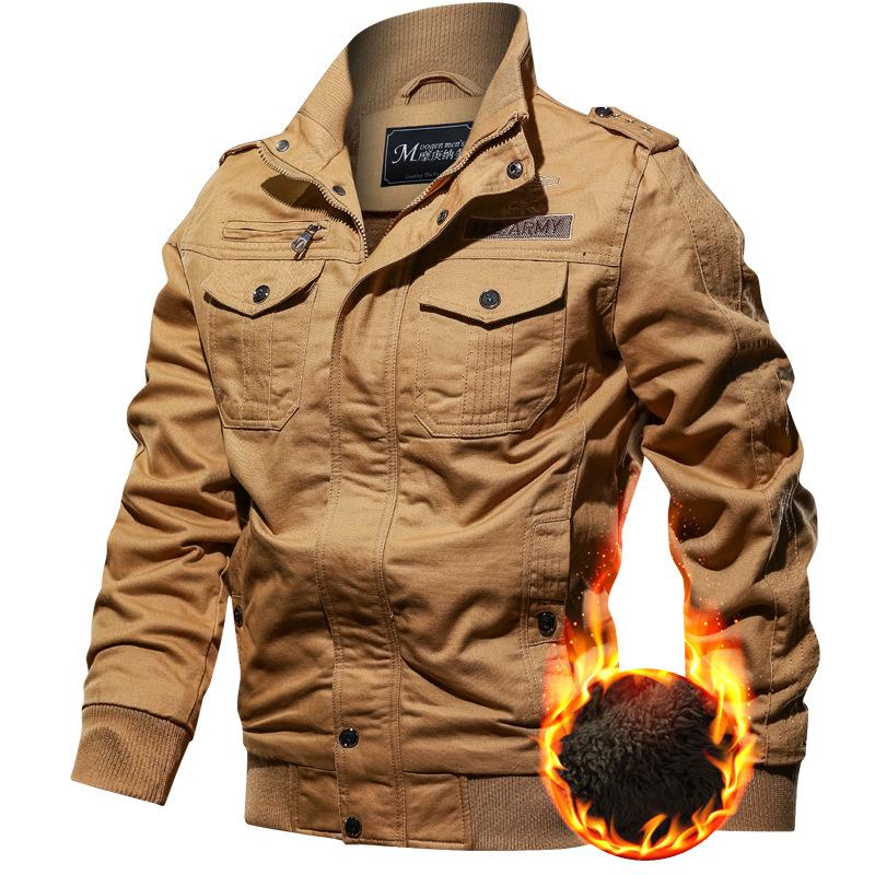 Men Fit Bomber Jacket Windbreaker Moto Street Coat Men's Winter Fleece Padded plus Size Workwear Coat Casual Men's Jacket