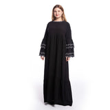 Muslim Women Stylish Kashibo Abaya Muslim Ladies Long Gown Islamic Clothing Jilbab Jalabiya Fashion Long Sleeve Embroidered Slim Dress