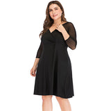 Women Plus Size Dresses Fashion V-neck Stitching Dress
