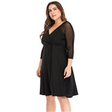 Women Plus Size Dresses Fashion V-neck Stitching Dress
