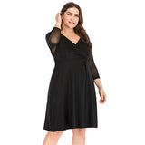 Women Plus Size Dresses Fashion V-neck Stitching Dress