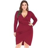 Women Plus Size Dresses Fashion V-neck Sexy Smocked Bodycon Dress