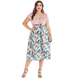 Women Plus Size Dresses Fashionable V-neck Printed Casual Dress