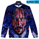 John Wick Keanu Hoodie John Wick 3D Printed round Neck Long Sleeve Sweater