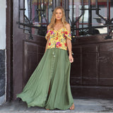 Beth Dutton Bohemian Dress Summer Spring Midi Dresses Vacation Style Two-Piece Large Pleated Printed Dress