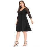 Women Plus Size Dresses Fashion V-neck Stitching Dress