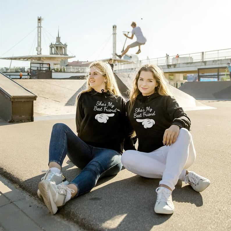 Slogan Graphic Hoodie She's My Best Friend Hooded Sweater