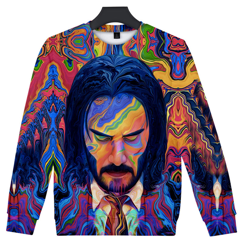 John Wick Keanu Hoodie John Wick 3D Printed round Neck Long Sleeve Sweater
