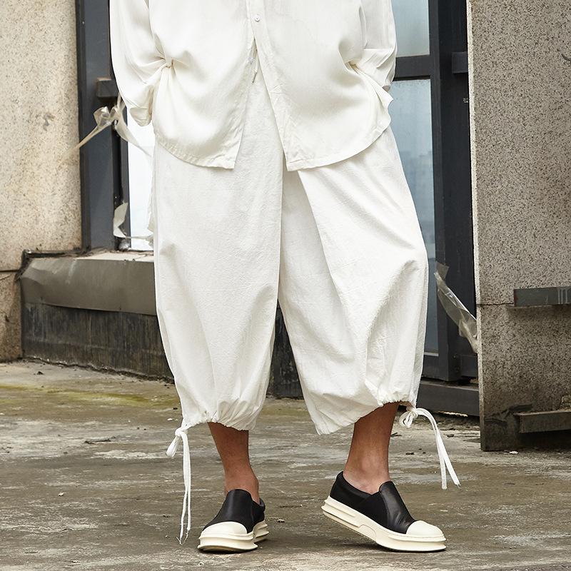 Linen Pants Straight Leg Pants Drawstring Lightweight Elastic Beach Pants Casual Pants Linen Men's Clothing