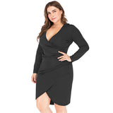 Women Plus Size Dresses Fashion V-neck Sexy Smocked Bodycon Dress