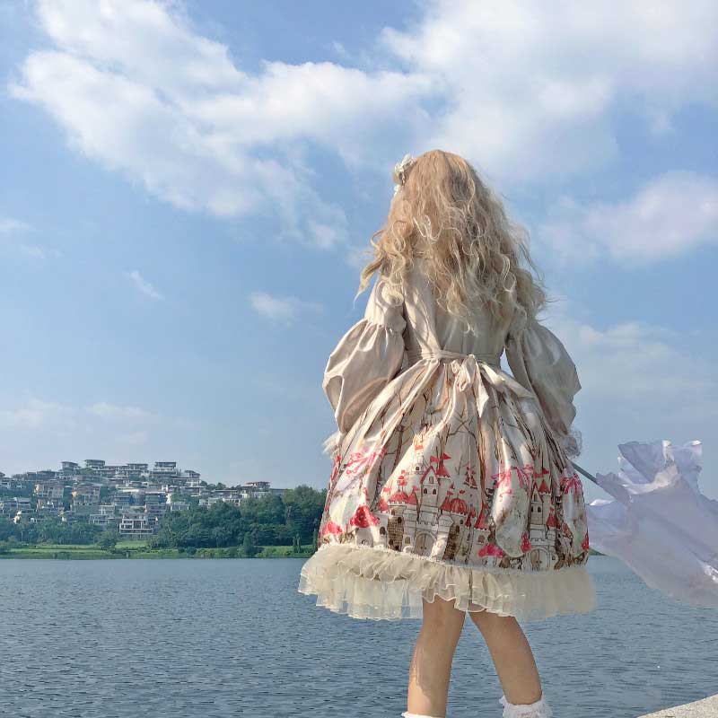 Gothic Lolita Harajuku Style Clothing Autumn Fairy Tale Long Sleeve Dress Light Lolita