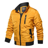 Men Fit Bomber Jacket Windbreaker Moto Street Coat Autumn Solid Color Stand Collar Casual Men's Jacket Slim Fit Youth Flight Suit Jacket Men