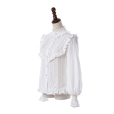 Gothic Lolita Harajuku Style Clothing Lolita Long Sleeve Top Women's Cotton Pleated Shirt