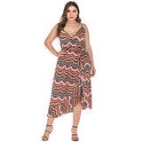 Women Plus Size Dresses Summer Fashion V-neck Strap Dress