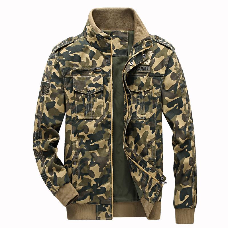 Men Fit Bomber Jacket Windbreaker Moto Street Coat Multi-Bag Men's Casual Jacket Large Size Loose Camouflage Workwear