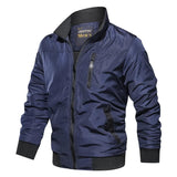 Men Fit Bomber Jacket Windbreaker Moto Street Coat Autumn Solid Color Stand Collar Casual Men's Jacket Slim Fit Youth Flight Suit Jacket Men