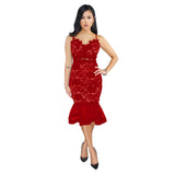 Sexy Women Clothing Lace Fishtail Skirt Swing See-through Dress