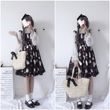 Gothic Lolita Harajuku Style Clothing JSK Cute Sweet Soft Girl Dress Polka Dot Chiffon