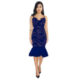 Sexy Women Clothing Lace Fishtail Skirt Swing See-through Dress