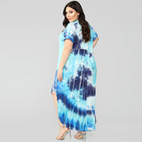 Women Plus Size Midi Dresses Tie-Dye Print Straight Dress