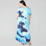 Women Plus Size Midi Dresses Tie-Dye Print Straight Dress