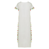 Women Plus Size Dresses Bohemian Maxi Dress Multicolored Tassel Printed Dress