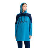 Burkini Swimwear Muslim Fashion Outfits Sports and Leisure Color Stitching Hoodie Swimsuit