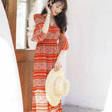 Beth Dutton Bohemian Dress Summer Spring Midi Dresses Chiffon High Waist Long Skirt Summer Seaside Vacation Beach Skirt