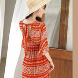 Beth Dutton Bohemian Dress Summer Spring Midi Dresses Chiffon High Waist Long Skirt Summer Seaside Vacation Beach Skirt