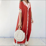 Women Plus Size Dresses Bohemian Tassel Maxi Dress