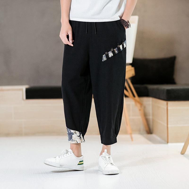 Linen Pants Straight Leg Pants Drawstring Lightweight Elastic Beach Pants Summer Men's Casual Pants Loose Track Pants