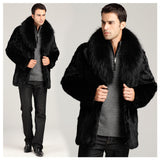 Beaver Coat Men Fall Winter Men Faux Fur Coat Slim Fit