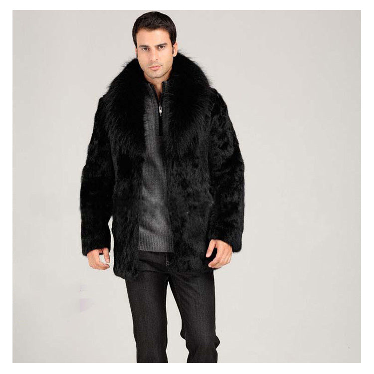 Beaver Coat Men Fall Winter Men Faux Fur Coat Slim Fit