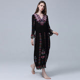Women Dresses Fashion Bohemian Embroidered V-neck Dress