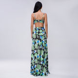 Bohemian Beach Dress off-the-Shoulder Strap Split Print