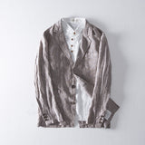 Men Linen Suits Autumn Long Sleeve Solid Color Casual