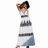 Beth Dutton Bohemian Dress Summer Spring Midi Dresses Polka Dot Lace Stitching Sexy Suspender Dress Dotted Prints Dress