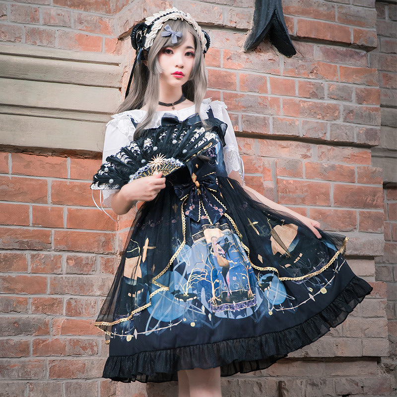 Gothic Lolita Harajuku Style Clothing Sakura Aciclovir Gel Lolita Extreme Night Aria JSK Lolita Dresses